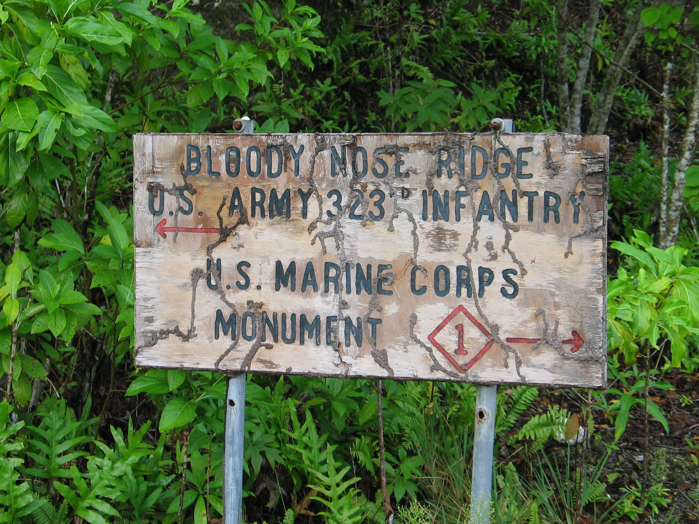 old looking sign that says bloody nose ridge